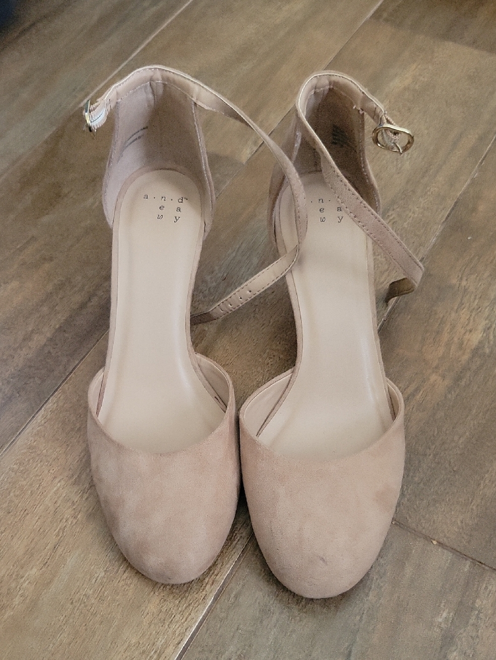 Anndra Nude Suede Ankle-Strap Heels